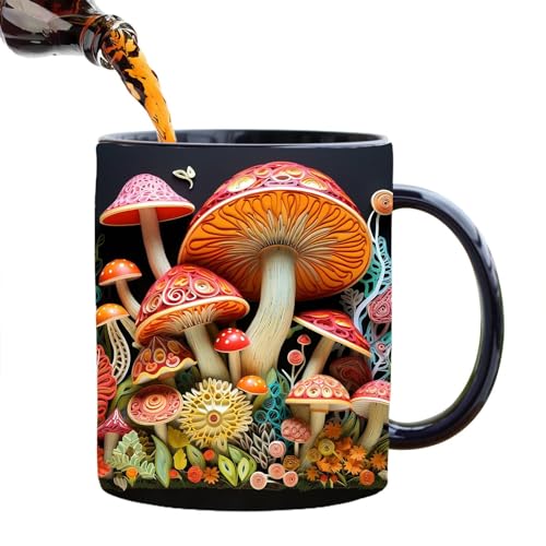 3D Magic Mushrooms Mug, 3D-Pilz-Tassen, 3D-Zauberpilze-Tasse, Keramik-Kaffeetassen, Neuheits-Getränkebecher, eleganter 3D-Pilz-Teebecher, Wasserbecher, für Weihnachtsgeburtstagsgeschenke von LeKing