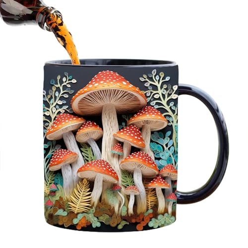 3D Magic Mushrooms Mug, 3D-Pilz-Tassen, 3D-Zauberpilze-Tasse, Keramik-Kaffeetassen, Neuheits-Getränkebecher, eleganter 3D-Pilz-Teebecher, Wasserbecher, für Weihnachtsgeburtstagsgeschenke von LeKing