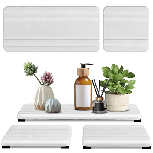LeKuni Wasserabsorbierende Kieselgur Seifenschale, Water Absorbing Stein Für Spüle, Seifenhalter Dusche, Schnell Trocknender Badezimmer Tablett Für Pflanzen Und Toilettenartikel (3, Weiß) von LeKuni