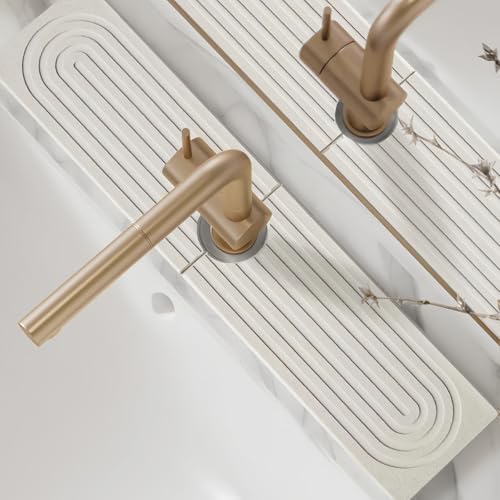 LeKuni Abtropfmatte Spüle, Kieselgur Stein Waschbecken Splash Pad, Wasserhahn Spritzschutz Pfannen Saugfähige Matte, Sink Mat Für Küche Und Badezimmer [Weiß, 60x10cm] von LeKuni