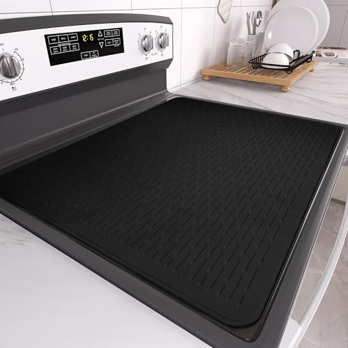LeKuni Herdabdeckplatte 71x50 cm, herdabdeckung ceranfeld abdeckplatte, ceranfeld abdeckplatte hitzebeständig kratzfest und wasserdicht abdeckung ceranfeld für Counter- Stove Cov -Schwarz von LeKuni