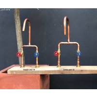 Kupferhahn Für Kaltes Wasser Und Heißes Wasser, Badezimmerhahn, Küchenhahn, Selbstgemachter Wasserhahn, Handgefertigter Wasserhahn von LeLabdePiero