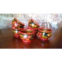 Satz Von 6 Schöne Vintage Dekorative Tassen Oder Schalen von LeLapinDansLaCuisine