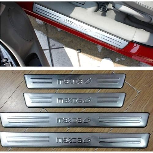 LeLeD Auto Scuff Plate Türschwellen verkleidung Willkommen Pedal Edelstahl,Auto Schwellenleiste für Mazda 6 2004 2005 2006 2007-2013 von LeLeD