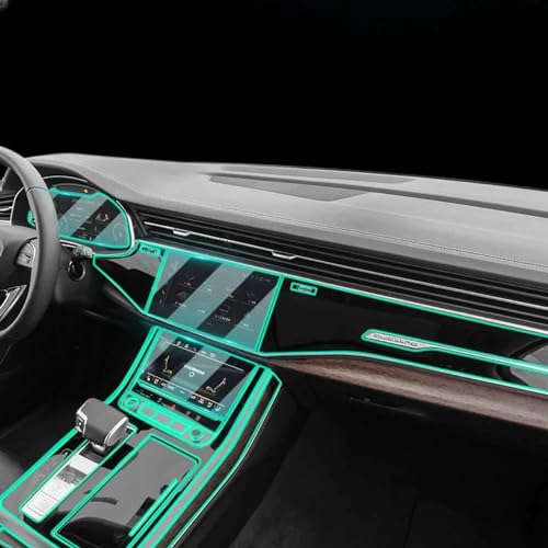 LeLeD TPU transparente Folie für Audi Q7 Q8 2024 2023,Auto Innen Aufkleber Mittel Konsole Ausrüstung Navigation Armaturen Brett von LeLeD