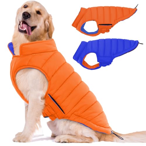 Lelepet 2-in-1-Wendejacke für Hunde, warmer Hundemantel, ultraleicht, winddicht, gepolsterte Weste für kleine, mittelgroße und große Hunde, Wintermäntel mit Haken und Schlaufe, fusselfrei, einfaches Lelepet 2-in-1-Wendejacke für Hunde, warmer Hundemantel, ultraleicht, winddicht, gepolsterte Weste für kleine, mittelgroße und große Hunde, Wintermäntel mit Haken und Schlaufe, fusselfrei, einfaches von LeLePet