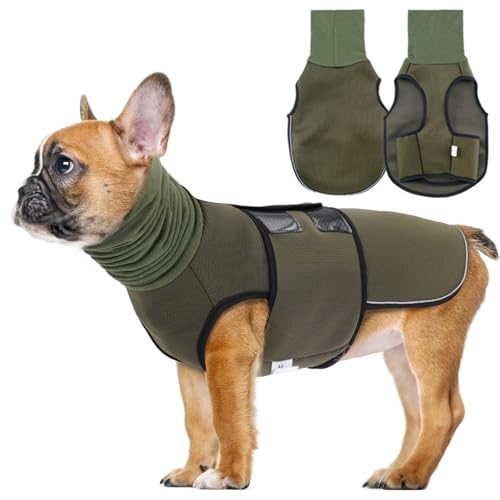 Lelepet Beruhigungswete für Hunde, Hundemantel mit beruhigender Ohrenschutz, Hund Kapuzenpullover, Hundemantel zur Linderung von Angst, Weich Beruhigungsjacke für Hunde Calmingshirt, Armeegrün XS von LeLePet