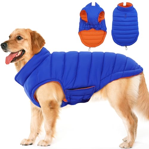 Lelepet Hundemantel Winter Jacke für Große Hunde, Wasserdicht Warmer Hunde Winterjacke, Wendbarer Winddicht Hundejacke mit Klettverschluss, Orange XL Lelepet Hundemantel Winter Jacke für Große Hunde, Wasserdicht Warmer Hunde Winterjacke, Wendbarer Winddicht Hundejacke mit Klettverschluss, Orange XL von LeLePet