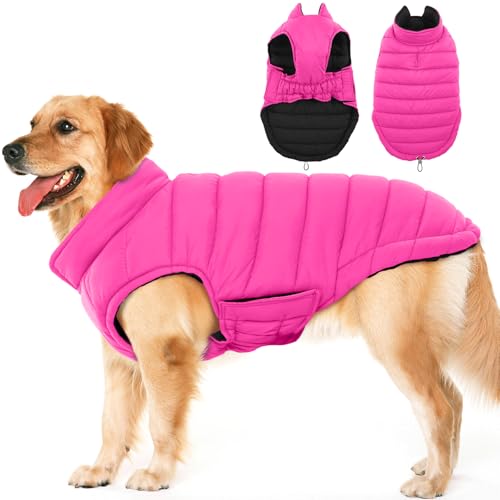 Lelepet Hundemantel Winter Jacke für Große Hunde, Wasserdicht Warmer Hunde Winterjacke, Wendbarer Winddicht Hundejacke mit Klettverschluss, Rosa 2XL Lelepet Hundemantel Winter Jacke für Große Hunde, Wasserdicht Warmer Hunde Winterjacke, Wendbarer Winddicht Hundejacke mit Klettverschluss, Rosa 2XL von LeLePet