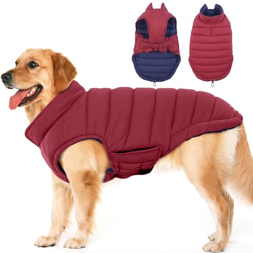 Lelepet Hundemantel Winter Jacke für Große Hunde, Wasserdicht Warmer Hunde Winterjacke, Wendbarer Winddicht Hundejacke mit Klettverschluss, Rot XL Lelepet Hundemantel Winter Jacke für Große Hunde, Wasserdicht Warmer Hunde Winterjacke, Wendbarer Winddicht Hundejacke mit Klettverschluss, Rot XL von LeLePet