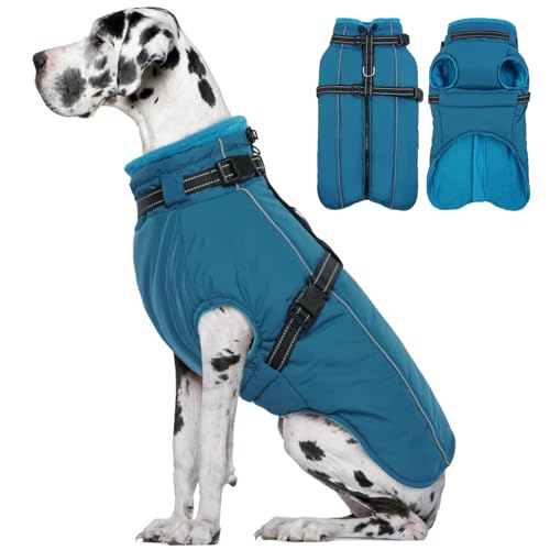 Lelepet Hundemantel für den Winter, Warme Hundejacke mit integriertem Geschirr, Winddicht Mantel mit Fleece Gefüttert für Hunde, Reflektierende Hundeweste für Kaltes Wetter, Blau 2XL Lelepet Hundemantel für den Winter, Warme Hundejacke mit integriertem Geschirr, Winddicht Mantel mit Fleece Gefüttert für Hunde, Reflektierende Hundeweste für Kaltes Wetter, Blau 2XL von LeLePet