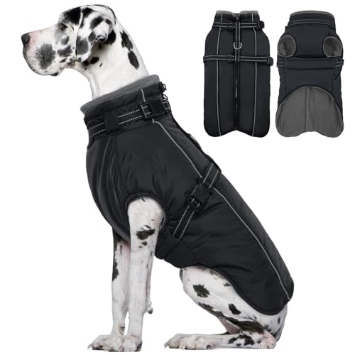 Lelepet Hundemantel für den Winter, Warme Hundejacke mit integriertem Geschirr, Winddicht Mantel mit Fleece Gefüttert für Hunde, Reflektierende Hundeweste für Kaltes Wetter, Schwarz 2XL Lelepet Hundemantel für den Winter, Warme Hundejacke mit integriertem Geschirr, Winddicht Mantel mit Fleece Gefüttert für Hunde, Reflektierende Hundeweste für Kaltes Wetter, Schwarz 2XL von LeLePet