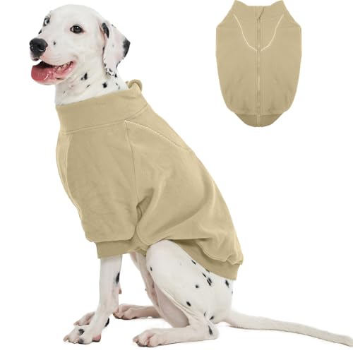 Lelepet Warmer Hunde-Kapuzenpullover für den Winter, Fleece-Haustier-Sweatshirt, Welpenkleidung, Hundeoutfit für große Hunde, Haustierpullover, Kaltwettermantel, Hellkaffee, Größe 2XL von LeLePet