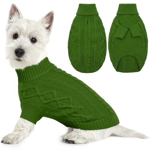 Lelepet Winter Hundepullover, Gestrickter Warmer Hundepulli mit Rollkragen, Weihnachtspullover für kaltes Wetter, Weiche Hundestrickwaren für Hunde, Hundemantel Sweater Haustier Bekleidung, Grün XS Lelepet Winter Hundepullover, Gestrickter Warmer Hundepulli mit Rollkragen, Weihnachtspullover für kaltes Wetter, Weiche Hundestrickwaren für Hunde, Hundemantel Sweater Haustier Bekleidung, Grün XS von LeLePet