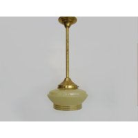 Pendelkugel Gelber Granit, Randgold Lampenschirm Alter Art Deco von LeLouisShop