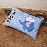 Kissen Mit Wunschnamen - Elefant Geschenk Zur Geburt Personalisiert von LeLynsKreativwelt