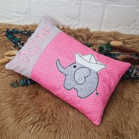 Kissen Mit Wunschnamen - Elefant Geschenk Zur Geburt Rosa von LeLynsKreativwelt