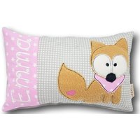 Kissen - Sitzender Fuchs Wunschname Geschenk Zur Geburt Rosa von LeLynsKreativwelt