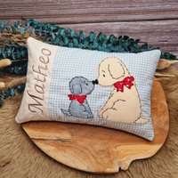 Kleines Kissen Mit Wunschnamen - Hunde Geburt Taufe Beige von LeLynsKreativwelt
