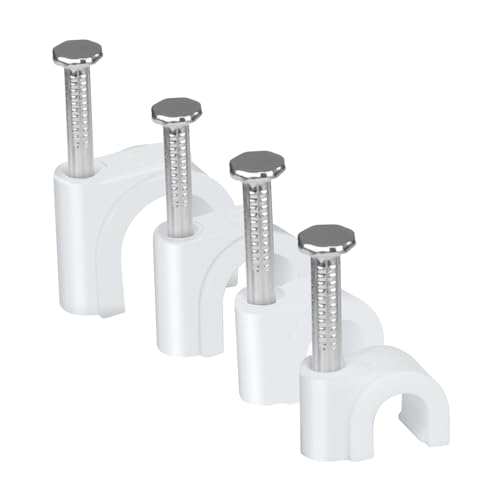 LeMotech 200 Stück Kabelklemmen 5/6/8/10mm Runde Kabelhalter Mit Eingestecktem Nagel Halterungen Kabelbefestigung Für Starkstromkabel Ethernet-Kabel Lautsprecherkabel, Weiß LeMotech 200 Stück Kabelklemmen 5/6/8/10mm Runde Kabelhalter Mit Eingestecktem Nagel Halterungen Kabelbefestigung Für Starkstromkabel Ethernet-Kabel Lautsprecherkabel, Weiß von LeMotech