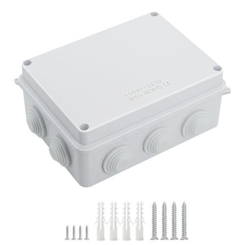 LeMotech ABS Kunststoff Staubdicht Wasserdicht IP65 Verteilerdose Universale Elektro-Projektgehäuse Weiß, Außenmaße 150 x 110 x 70 mm (1 Stück) von LeMotech