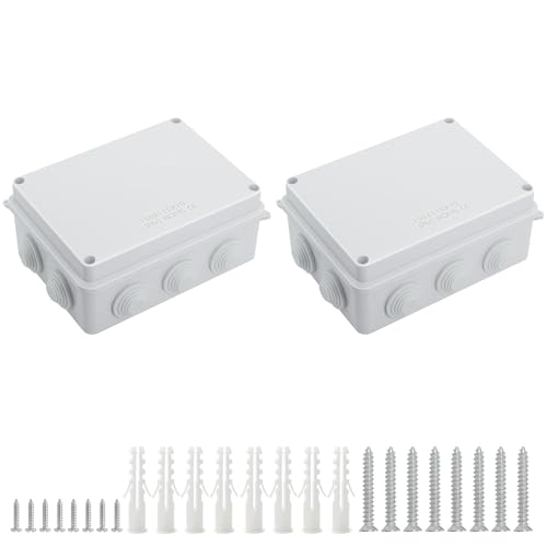LeMotech ABS Kunststoff Staubdicht Wasserdicht IP65 Verteilerdose Universale Elektro-Projektgehäuse Weiß, Außenmaße 150 x 110 x 70 mm (2 Stück) von LeMotech