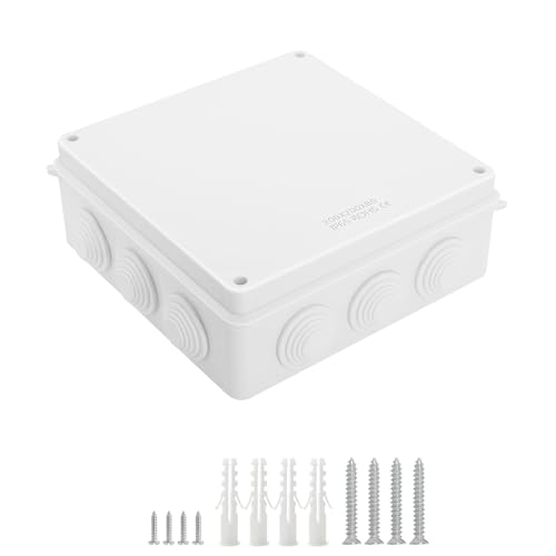 LeMotech ABS Kunststoff Staubdicht Wasserdicht IP65 Verteilerdose Universale Elektro-Projektgehäuse Weiß, Außenmaße 200 x 200 x 80 mm (1 Stück) von LeMotech