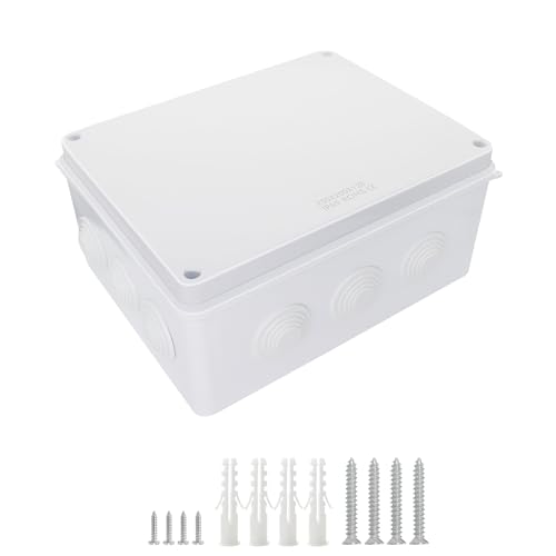 LeMotech ABS Kunststoff Staubdicht Wasserdicht IP65 Verteilerdose Universale Elektro-Projektgehäuse Weiß, Außenmaße 255 x 200 x 120 mm (1 Stück) von LeMotech