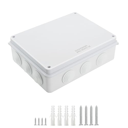 LeMotech ABS Kunststoff Staubdicht Wasserdicht IP65 Verteilerdose Universale Elektro-Projektgehäuse Weiß, Außenmaße 255 x 200 x 80 mm (1 Stück) von LeMotech