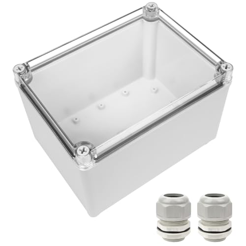 LeMotech Abzweigdose, IP67, wasserdicht, staubdicht, Elektrobox, Projektbox, DIY-Gehäuse, grau mit transparenter Abdeckung, Außenmaße: 200 x 150 x 130 mm LeMotech Abzweigdose, IP67, wasserdicht, staubdicht, Elektrobox, Projektbox, DIY-Gehäuse, grau mit transparenter Abdeckung, Außenmaße: 200 x 150 x 130 mm von LeMotech