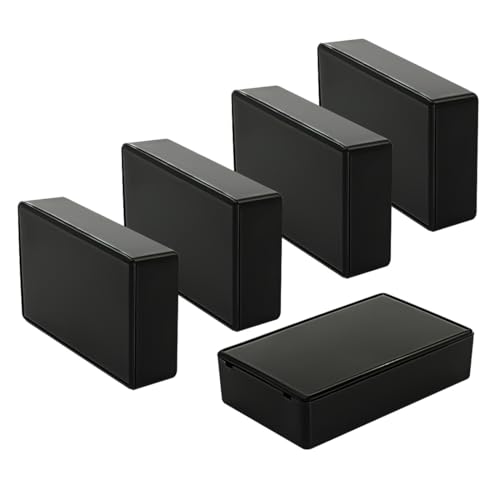 LeMotech Abzweigdose Klein, 5er Set ABS Elektronikgehäuse Schwarz, Mini Projektgehäuse für PCB Platinen, Projektbox Verteilerdose, Außenmaße 100 x 60 x 25 mm von LeMotech