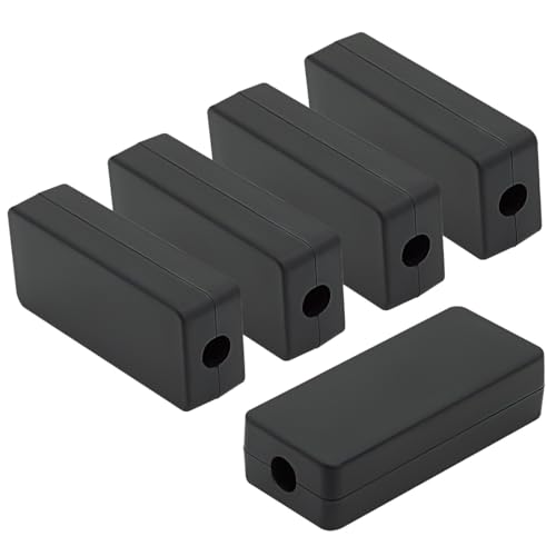 LeMotech Abzweigdose Klein, 5er Set ABS Elektronikgehäuse Schwarz, Mini Projektgehäuse für PCB Platinen, Projektbox Verteilerdose, Außenmaße 60 x 26 x 16 mm von LeMotech