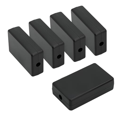 LeMotech Abzweigdose Klein, 5er Set ABS Elektronikgehäuse Schwarz, Mini Projektgehäuse für PCB Platinen, Projektbox Verteilerdose, Außenmaße 60x 36x 17 mm von LeMotech