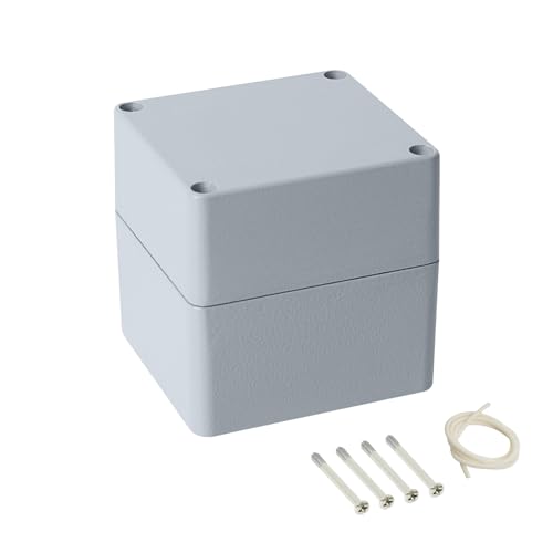 LeMotech Aluminium-Legierung Metall Anschlussdose IP67 Wasserdicht Staubdicht Kleine Elektrische Box Outdoor Universal Gehäuse Grau 3.1x2.9x3.1in (80x76x80mm) von LeMotech