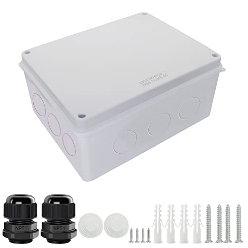 LeMotech Anschlusskasten mit reservierten Löchern ABS Kunststoff Elektrokasten IP65 wasserdichte staubdichte Projektgehäuse für Elektronik Weiß Außengröße 255x200x120mm von LeMotech