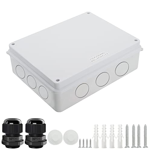 LeMotech Anschlusskasten mit reservierten Löchern ABS Kunststoff Elektrokasten IP65 wasserdichte staubdichte Projektgehäuse für Elektronik Weiß Außengröße 255x200x80mm von LeMotech