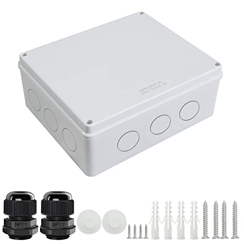 LeMotech Anschlusskasten mit reservierten Löchern ABS Kunststoff Elektrokasten IP65 wasserdichte staubdichte Projektgehäuse für Elektronik Weiß Außengröße 300x250x120mm von LeMotech