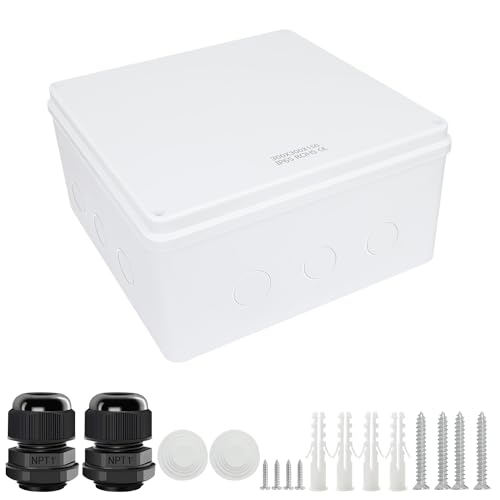 LeMotech Anschlusskasten mit reservierten Löchern ABS Kunststoff Elektrokasten IP65 wasserdichte staubdichte Projektgehäuse für Elektronik Weiß Außengröße 300x300x150mm von LeMotech