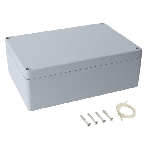 LeMotech Elektrische Box, Aluminium-Legierung, Metall-Anschlussdose, IP67 wasserdicht, staubdicht, Projektbox, Universal-Gehäuse, Grau 265 x 185 x 96 mm von LeMotech