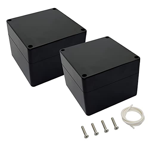 LeMotech Elektrische Projektbox aus ABS-Kunststoff, 120 x 120 x 90 mm, Schwarz, 2 Stück von LeMotech
