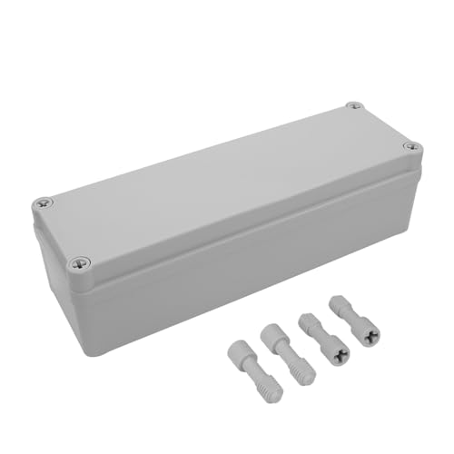 LeMotech IP67 wasserdichte Abzweigdose, ABS-Kunststoff Elektrobox, staubdichtes Gehäuse für Elektronik, Anschlusskästen für DIY-Projekte, Grau, 250 x 80 x 70 mm von LeMotech