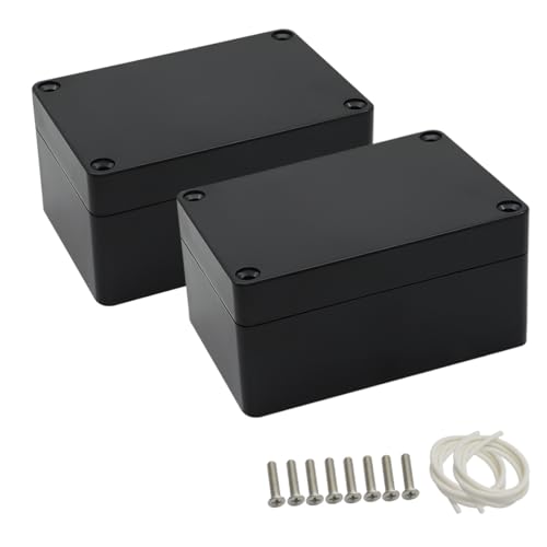 LeMotech Projekt Box ABS Kunststoff Verteilerkasten IP65 Wasserdicht Elektrische Boxen Universal Gehäuse Schwarz Außengröße 100x68x50mm(2 Stück) von LeMotech
