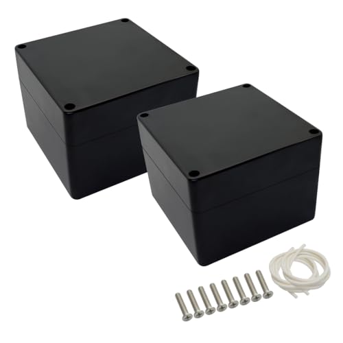 LeMotech Projekt Box ABS Kunststoff Verteilerkasten IP65 Wasserdicht Elektrische Boxen Universal Gehäuse Schwarz Außengröße 120x120x90mm(2 Stück) von LeMotech