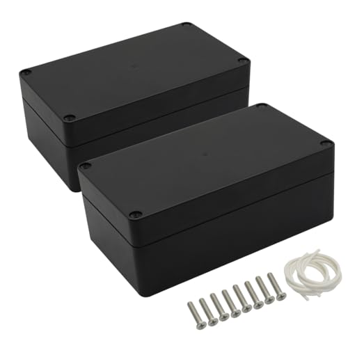 LeMotech Projekt Box ABS Kunststoff Verteilerkasten IP65 Wasserdicht Elektrische Boxen Universal Gehäuse Schwarz Außengröße 158x90x60mm(2 Stück) von LeMotech