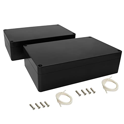 LeMotech Projekt Box ABS Kunststoff Verteilerkasten IP65 Wasserdicht Elektrische Boxen Universal Gehäuse Schwarz Außengröße 200x120x56mm(2 Stück) von LeMotech