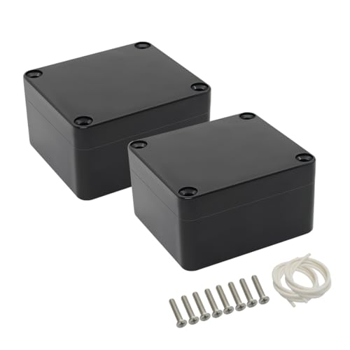 LeMotech Projekt Box ABS Kunststoff Verteilerkasten IP65 Wasserdicht Elektrische Boxen Universal Gehäuse Schwarz Außengröße 63x58x35m(2 Stück) von LeMotech