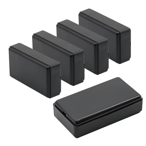 LeMotech Abzweigdose Klein, 5er Set ABS Elektronikgehäuse Schwarz, Mini Projektgehäuse für PCB Platinen, Projektbox Verteilerdose, Außenmaße 50 x 28 x 15 mm von LeMotech