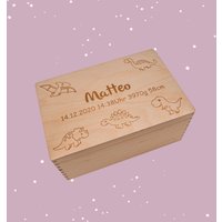 Erinnerungskiste Baby, Erinnerungsbox Dinos, Geschenk Geburt, Babygeschenk Taufgeschenk von LeMuck