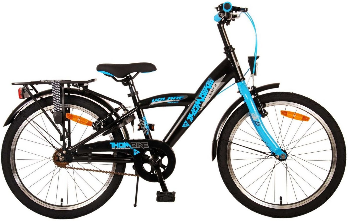 LeNoSa Kinderfahrrad City Adventure Bike 20 Zoll - Jungen Alter 6-8 Jahre - Schwarz Blau, 1 Gang, zwei Handbremsen von LeNoSa