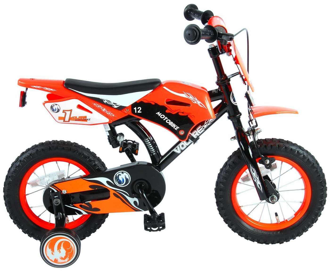 LeNoSa Kinderfahrrad Cross Motorrad Jungen-Mädchen-Fahrrad für Kinder 12 Zoll-Grün & Orange von LeNoSa